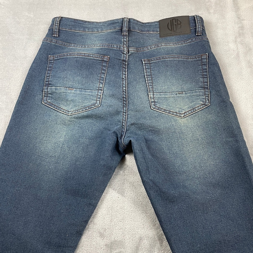 Vintage Genes Black Men's Slim Fit Jeans Blue Medium Wash Stretch 33x32 Casual - Picture 16 of 16